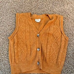 Cable Knit Button-Up Sweater Vest
